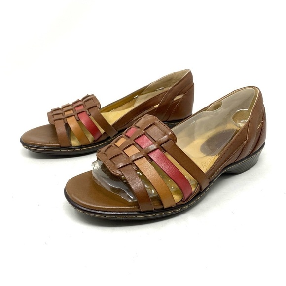 Softspots Hugh Leather Huraches Tobacco multi WW width - Picture 2 of 8